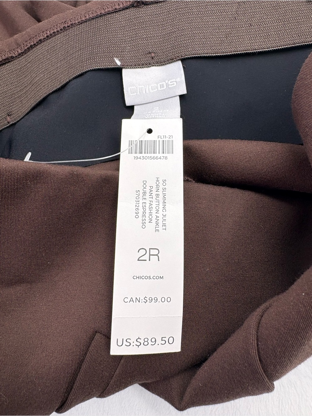 NWT Chico’s So Slimming Juliet Ankle Pants Size 2 Double Espresso Brown - Picture 3 of 7